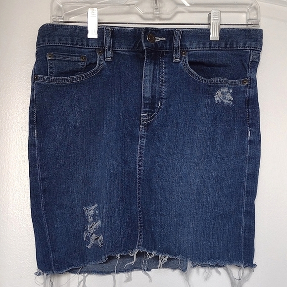 Lauren Ralph Lauren Distressed Jean Skirt 2 - Picture 1 of 11